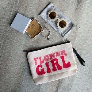 Flower Girl Pink Canvas Wristlet Pouch